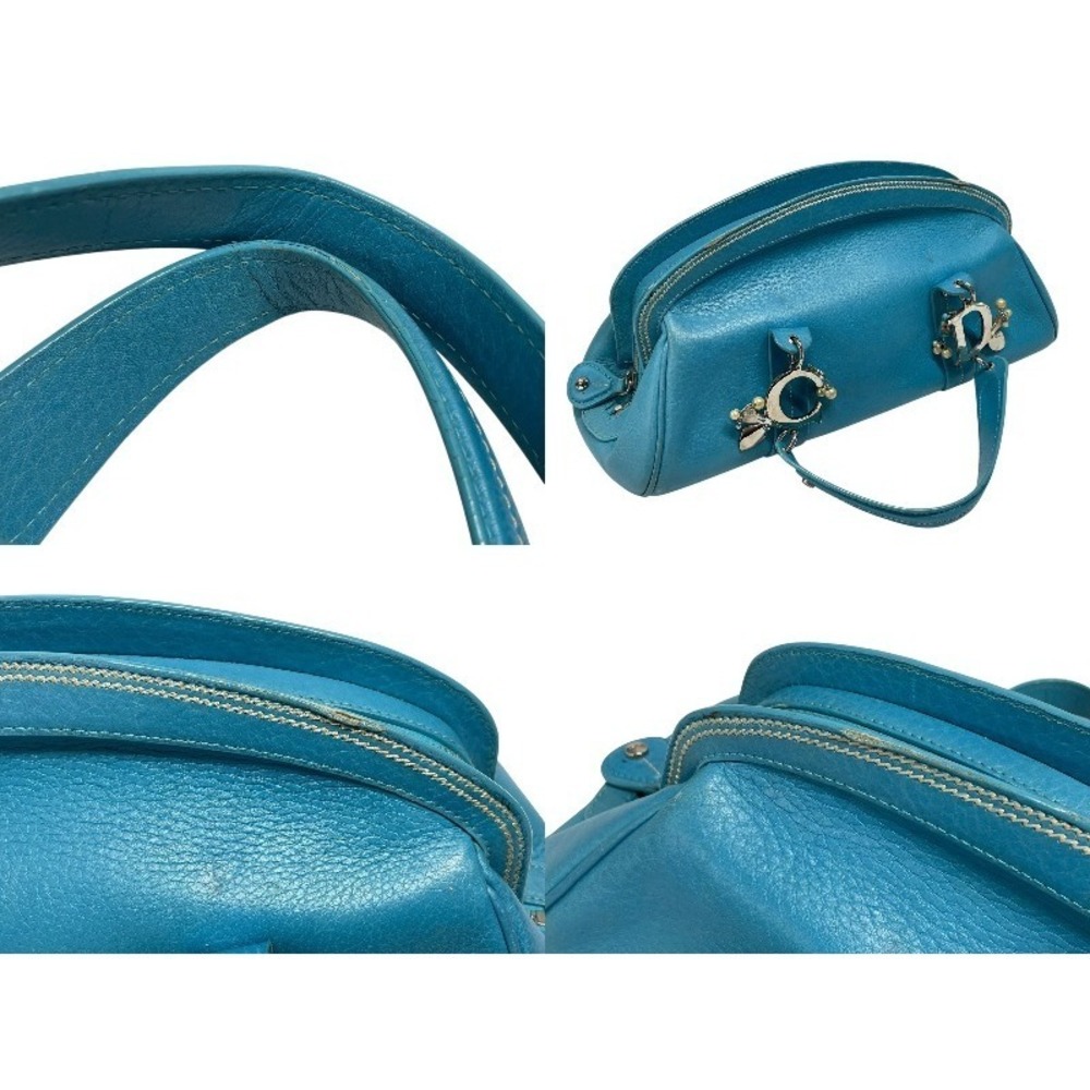 Dior blue charm handbag leather logo Christian - Picture 8 of 10